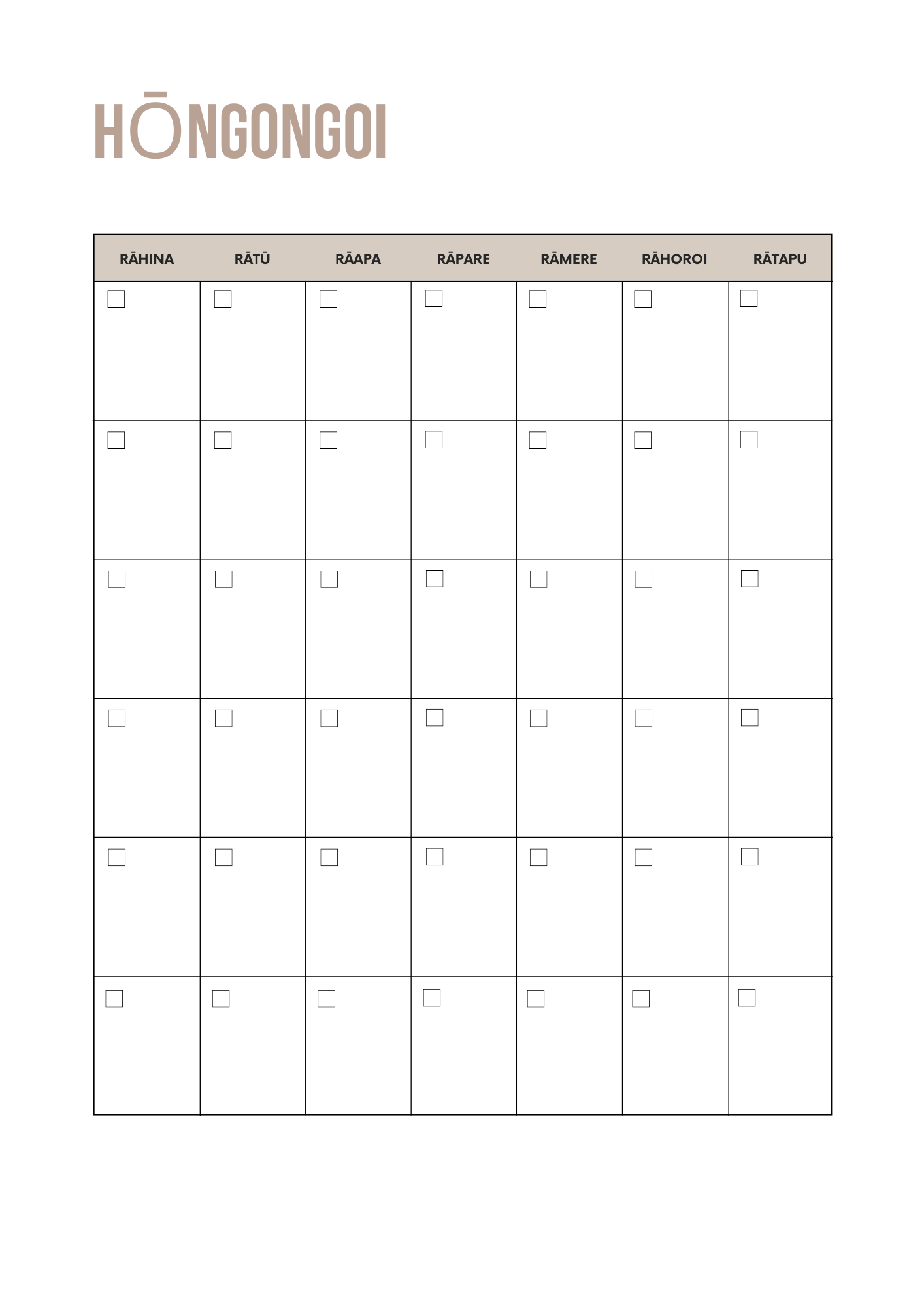 Lifetime Calendars - Māori