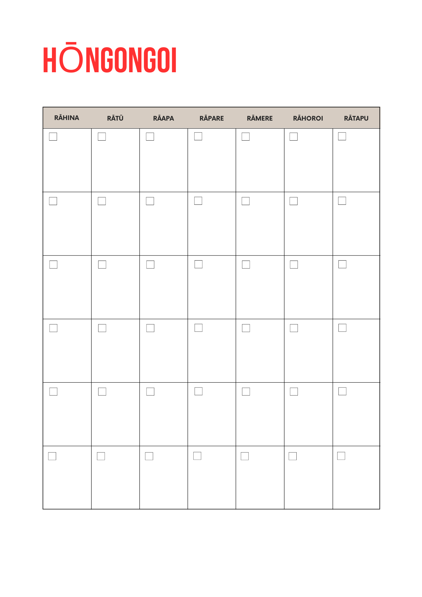 Lifetime Calendars - Māori